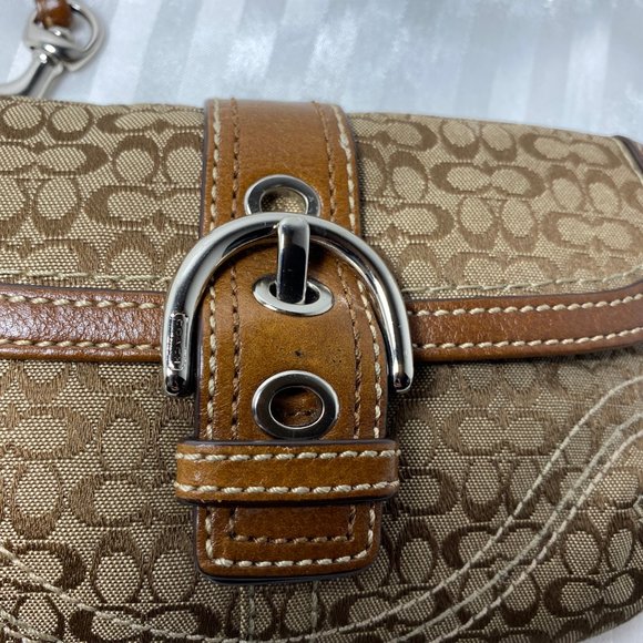 Coach Monogram Leather & Canvas Flap Wristlet - Picture 5 of 10
